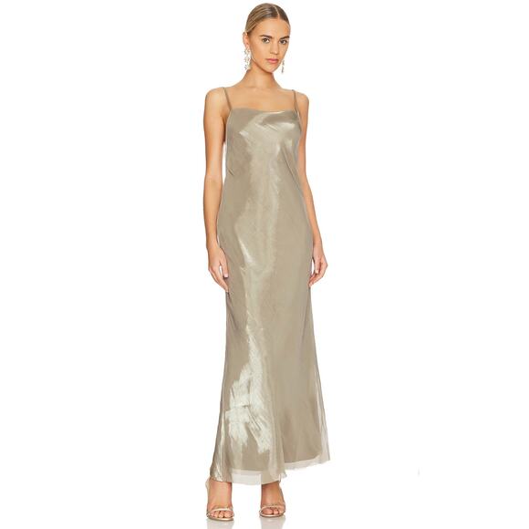 Bec & Bridge Fleur Maxi Dress Iridescent Silver Size 8 US NWT - Picture 1 of 6